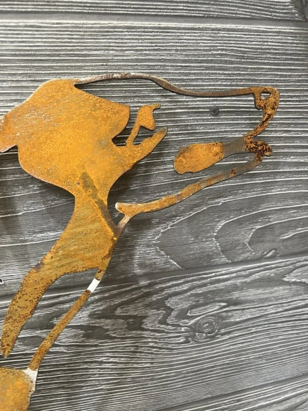 Large Rusty Metal Running Dog Cut Out Wall Art Rustic Decor 29” X 16”